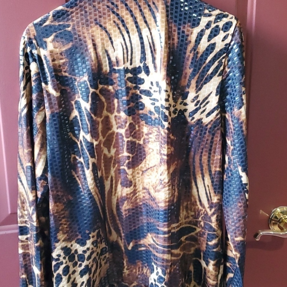 Ruby Rd animal print sequined full zip jacket size 6 front pockets - Picture 10 of 12
